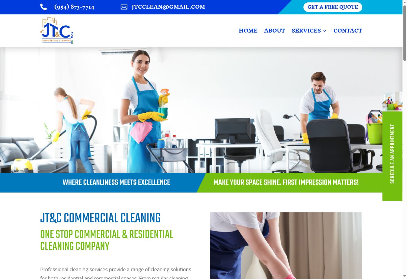 JT&C Commercial Cleaning website desktop preview