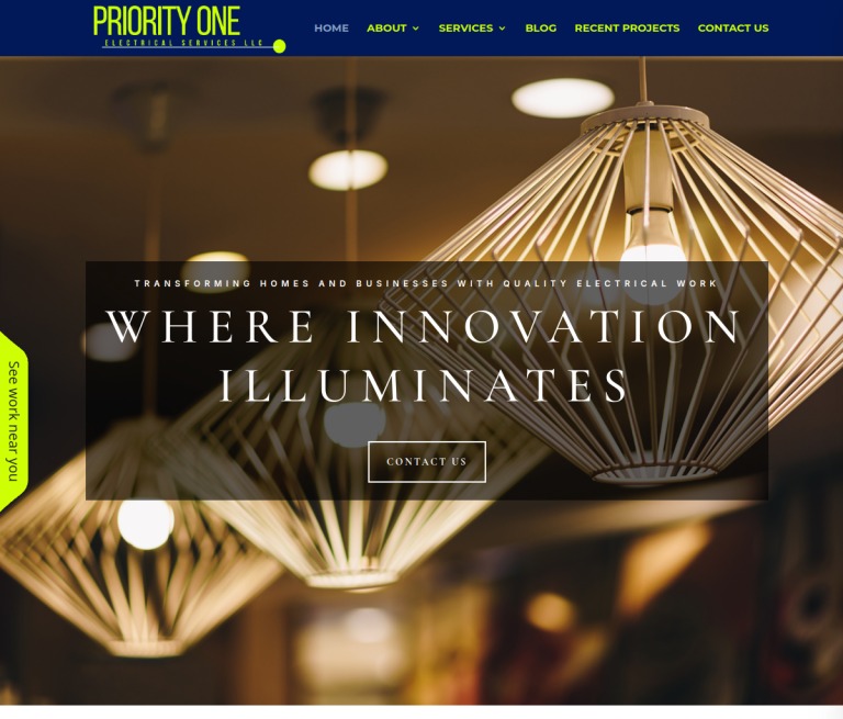 Priority One Electrical Services website on a tablet