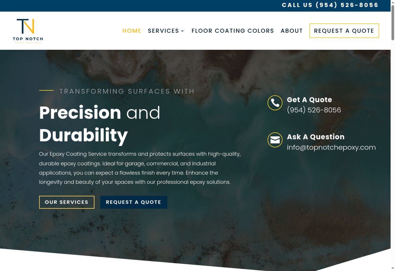 Top Notch Epoxy Coatings website desktop preview
