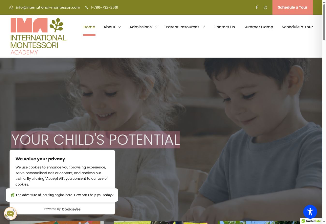 International Montessori Academy website desktop preview