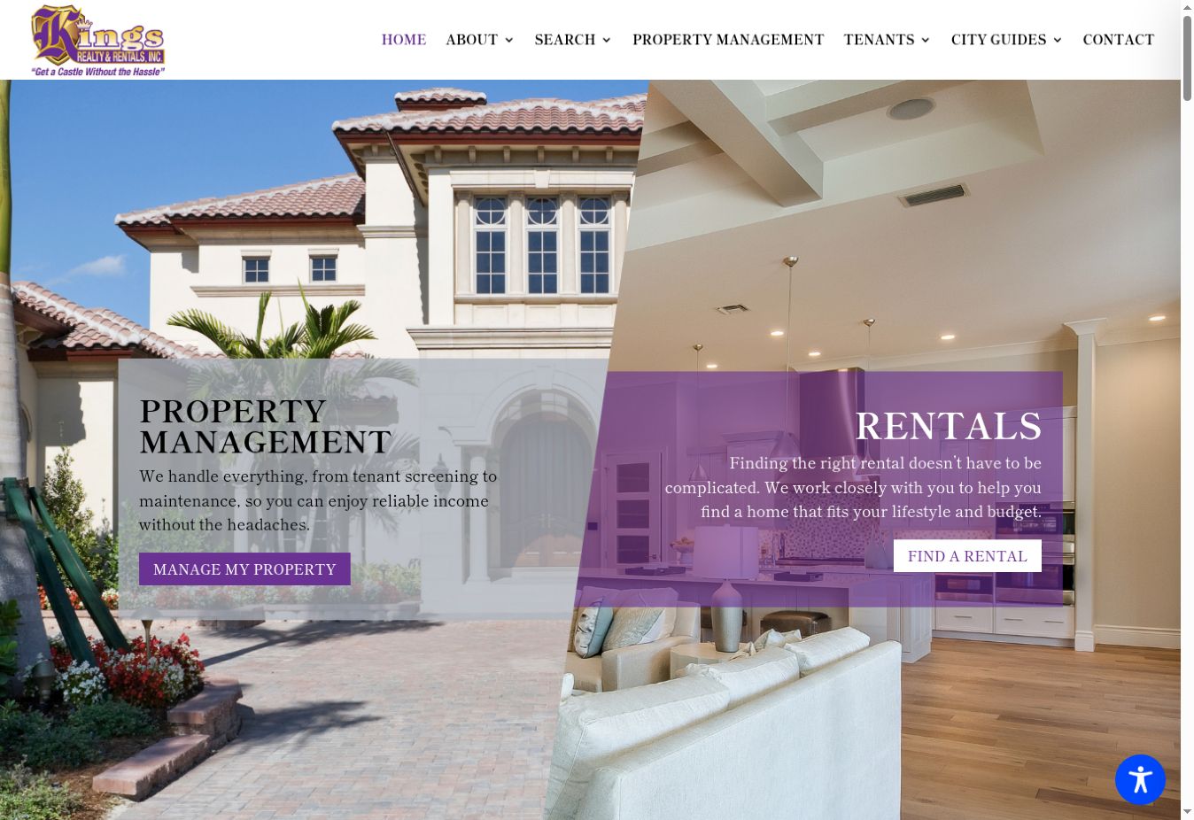 Kings Realty & Rentals website desktop preview